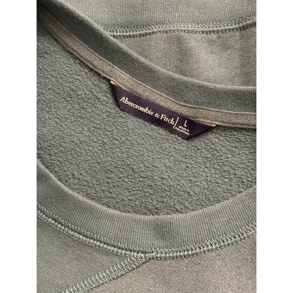 ABERCROMBIE & FITCH Cropped Sweatshirt | Green Shimmer Long Sleeve | LARGE - Picture 9 of 9